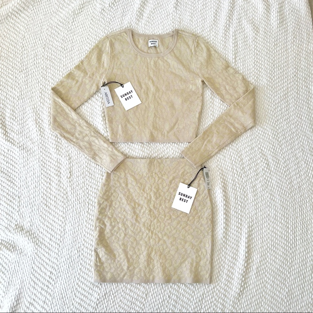 ARITZIA Sunday Best Leopard Print Volpe Set in Beige/Gold